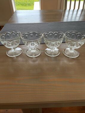 Vintage Bartlett Collins Pressed Glass Dessert Goblets / Champagne - Set of 4